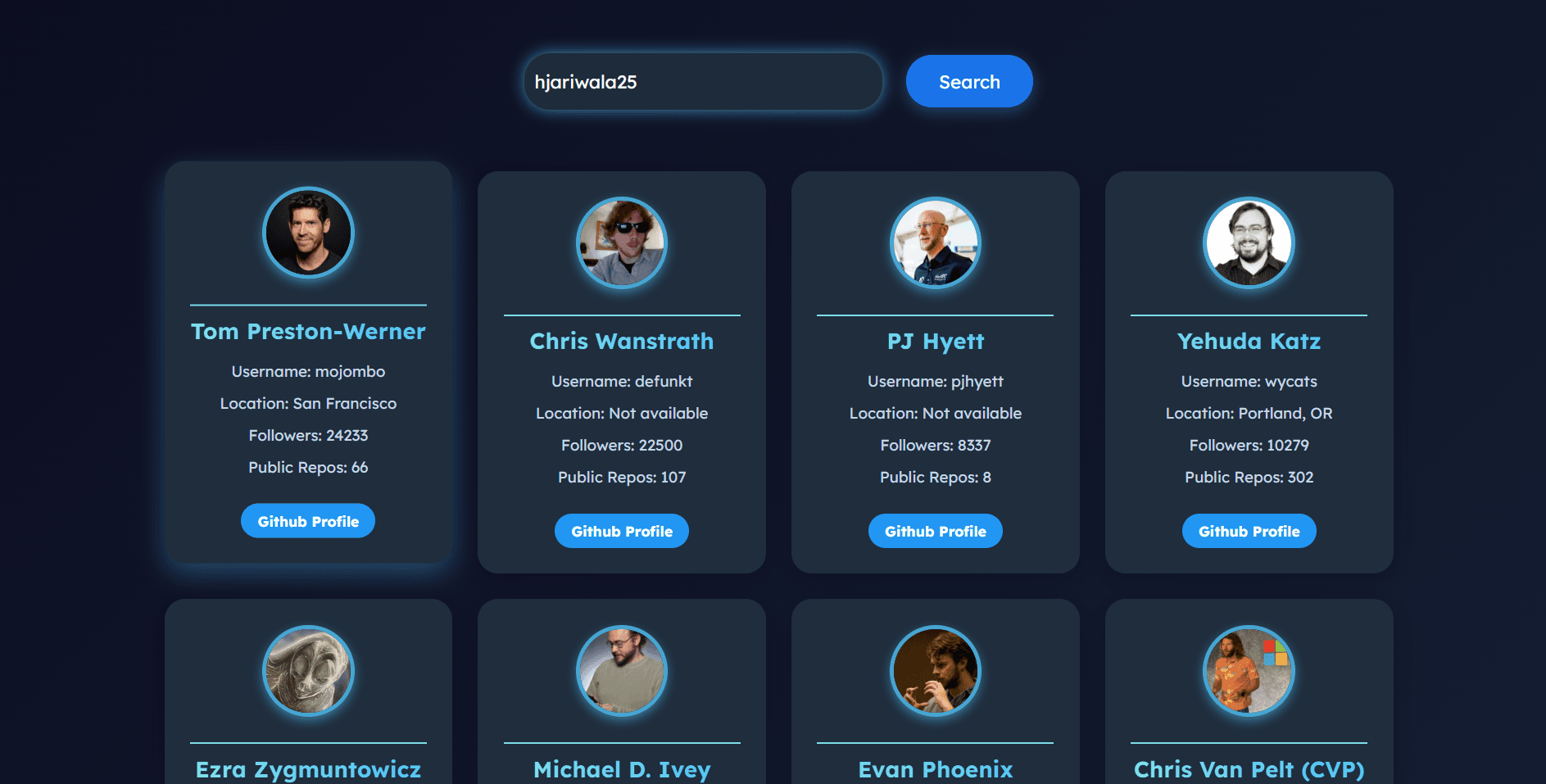 GitHunt - Discover GitHub Profiles Instantly interface