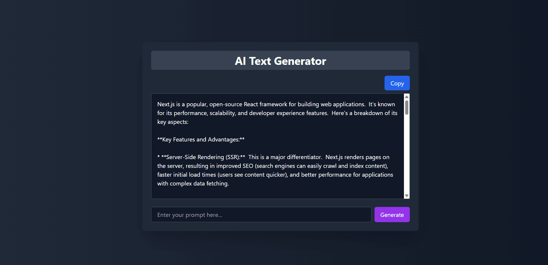 TextForge - AI-Powered Text Generation interface